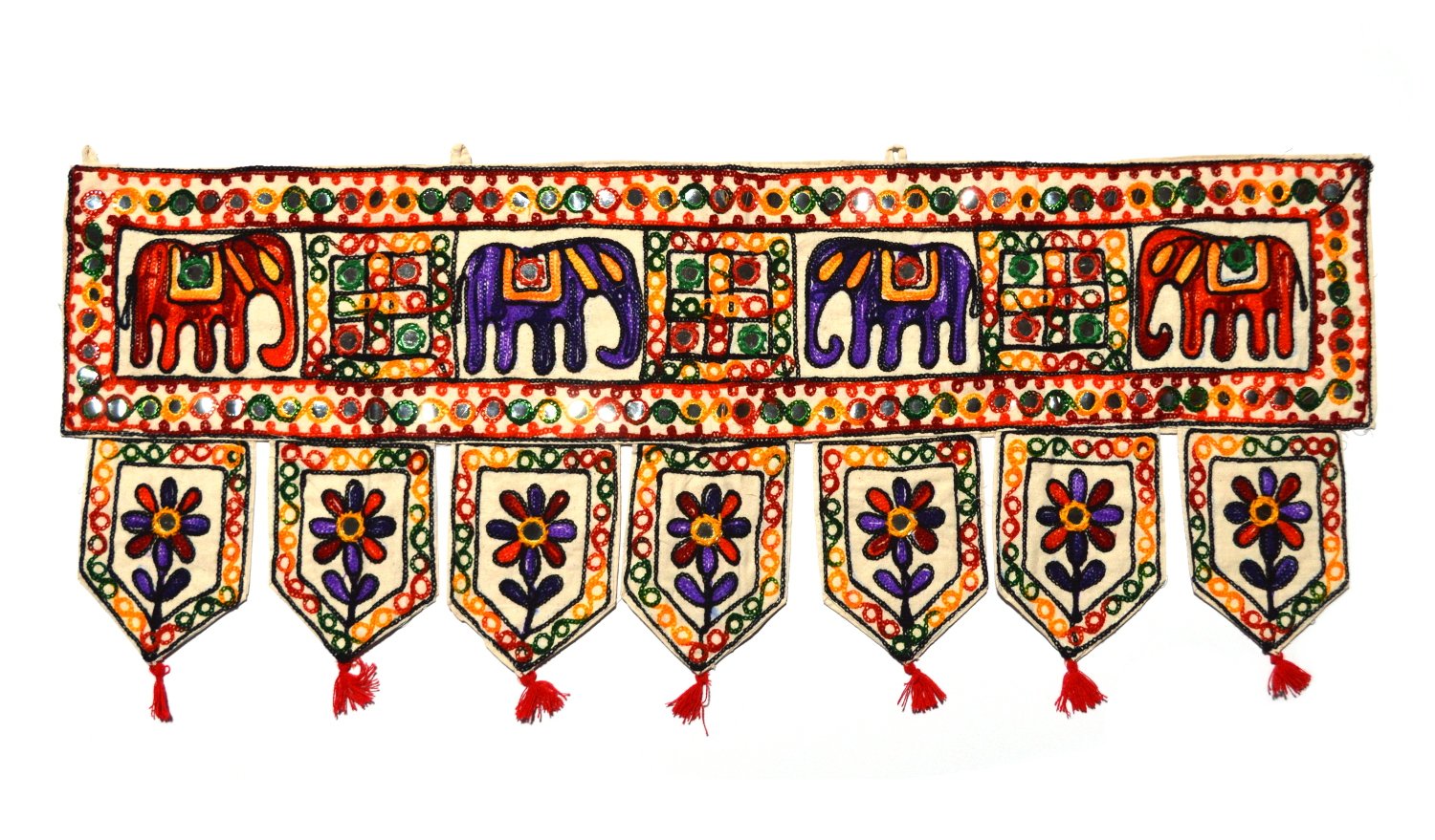Купить Ламбрекен с красными и фиолетовыми слониками, 89 х 34 см в интернет-магазине Ариаварта