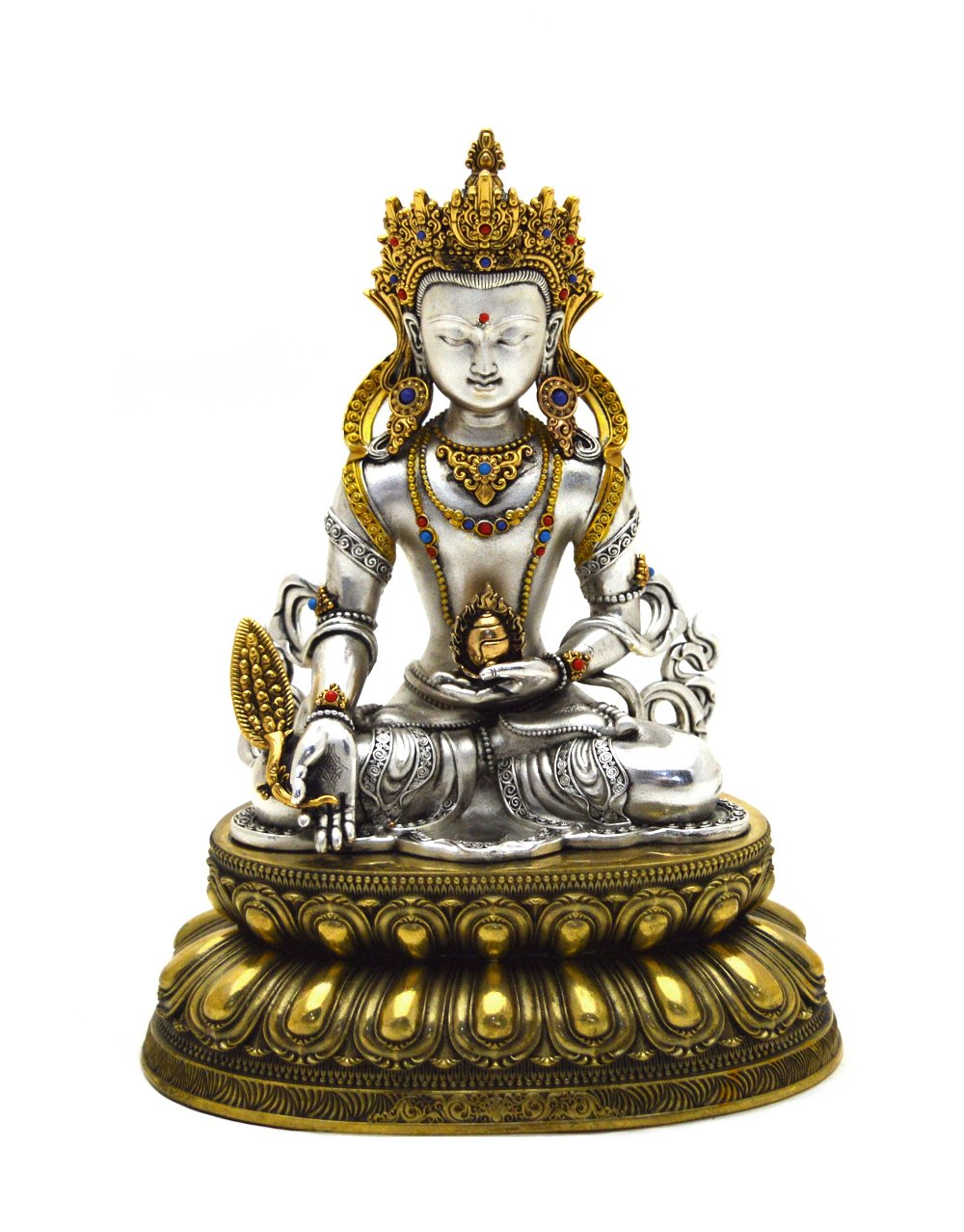 Статуэтка Будды Медицины, посеребреная — 15.5 см, Будда Медицины 2