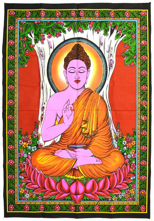 Панно "Будда" с пайетками (красный фон, 74 х 106 см)