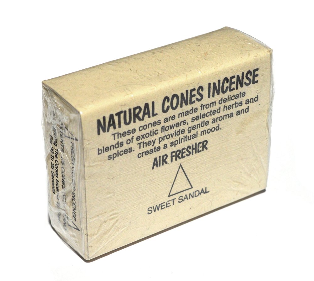 Natural Cones Incense "Sweet Sandal" (Натуральное конусное благовоние "Сладкий сандал"), 25 конусов по 3 см, 25, Сладкий сандал