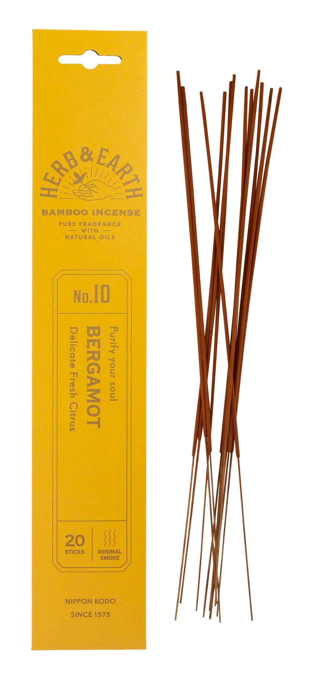 Благовоние на бамбуковой основе HERB & EARTH Бергамот, 20 палочек по 18 см. 
