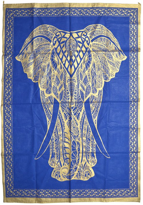 Панно "Слон" (сине-золотое, 73 х 108 см)