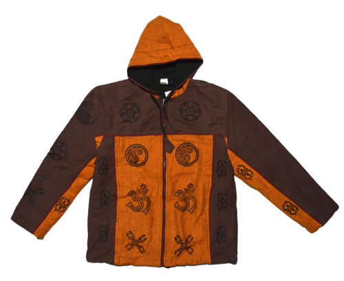 Куртка оранжево-коричневая с принтом, S-M