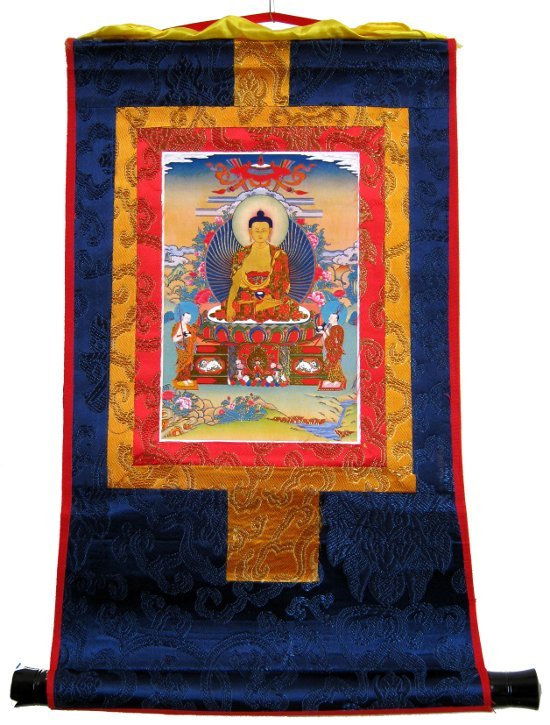 Тханка Будда Шакьямуни (печатная, маленькая), 23 х 36 см, изображение: 10,5 х 15,5 см