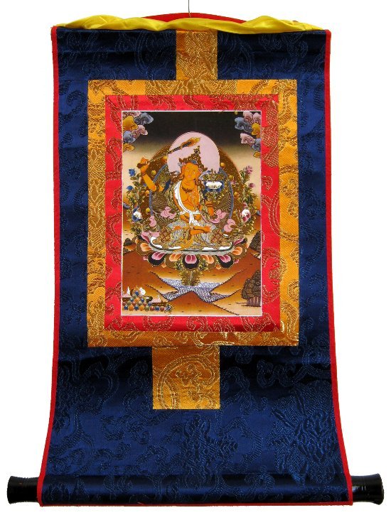 Тханка Манджушри (печатная, маленькая), 23 х 36 см, изображение: 10,5 х 15,5 см