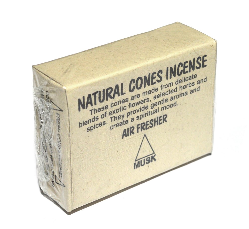 Natural Cones Incense "Musk" (Натуральное конусное благовоние "Мускус"), 25 конусов по 3 см, 25, Мускус