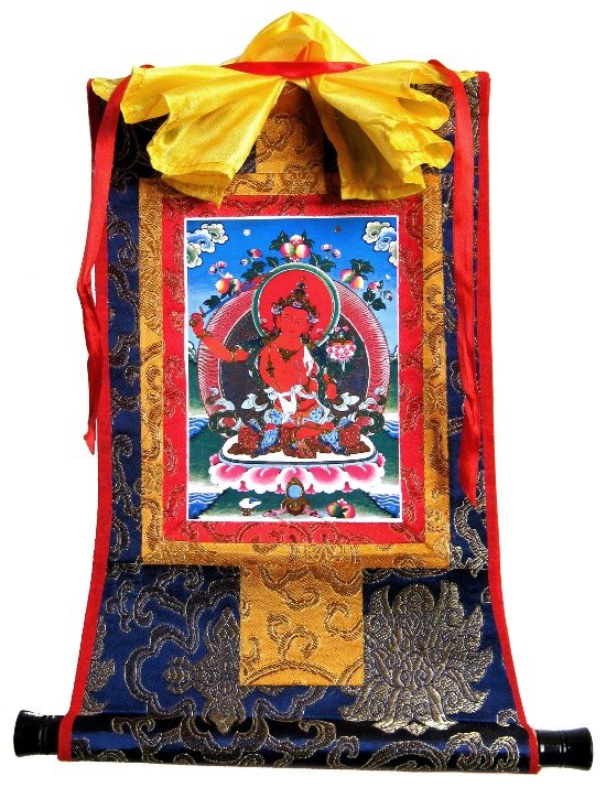 Тханка Манджушри (печатная, маленькая), 22 х 34 см, изображение: 10,5 х 15 см