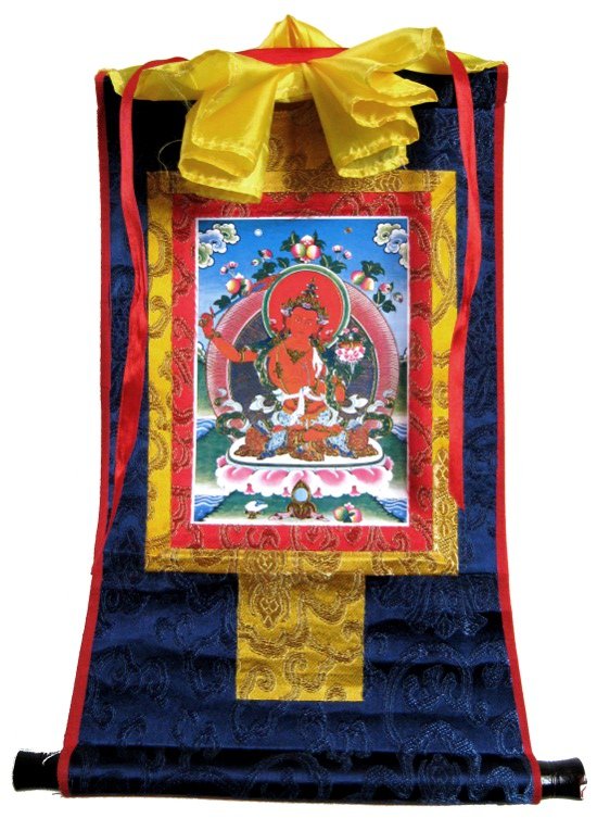 Тханка Манджушри (печатная, маленькая), 22 х 35 см, изображение: 10,5 х 15 см