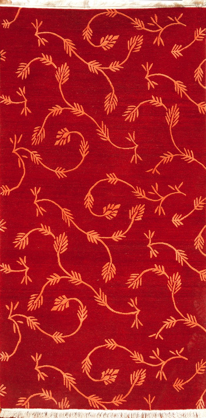 Тибетский ковер (92 х 180 см, красный, овечья шерсть, шелк), 92 х 180 см