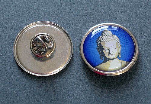Значок "Будда Шакьямуни" (серебристый, 2,6 см)