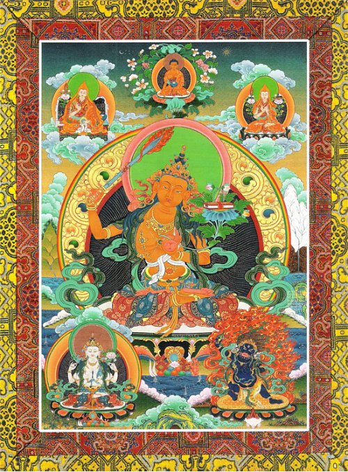 Открытка Ригсум гон-по (Манджушри, Авалокитешвара и Ваджрапани) (23,5 х 17,5 см)
