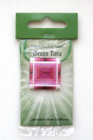 Тибетский амулет-мандала "Зеленая Тара", 2,5 x 2,5 см, Зеленая Тара