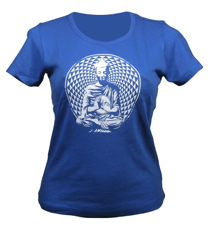 Футболка с Буддой (женская) (синяя), M
