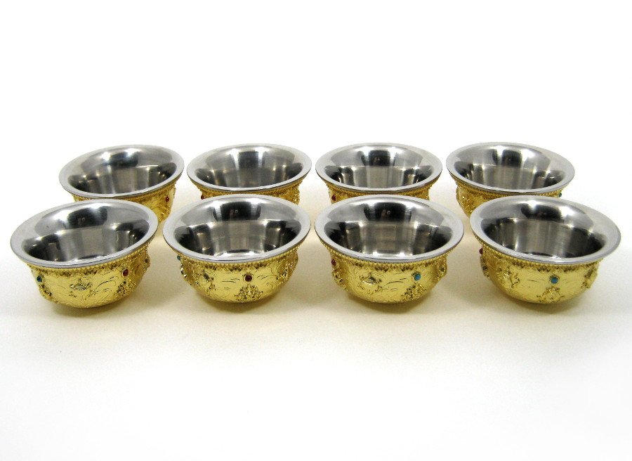Чаши для подношений (набор из 8 шт.), 6,7 см, со стальной вставкой, металл, Китай