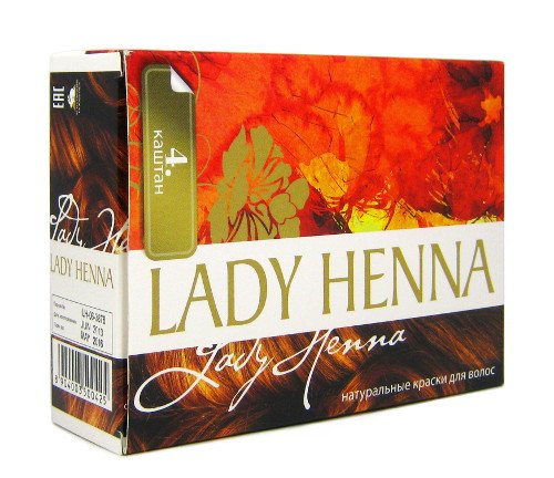 Краска для волос на основе хны Lady Henna (Каштан, тон 4)