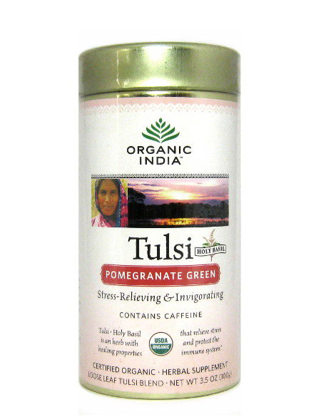 Чайный напиток базиликовый с зеленым чаем и гранатом Tulsi Pomegranate Green (100 г)