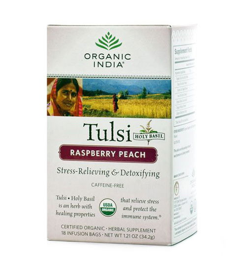 Чайный напиток базиликовый с персиком и малиной Tulsi Raspberry Peach (18 пак.)