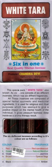 White Tara (Белая Тара, набор из шести благовоний), 6 x 14 = 84 палочки по 18 см