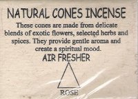 Natural Cones Incense "Rose" (Натуральное конусное благовоние "Роза"), 25 конусов по 3 см