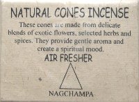 Natural Cones Incense "Nagchampa" (Натуральное конусное благовоние "Нагчампа"), 25 конусов по 3 см, Нагчампа