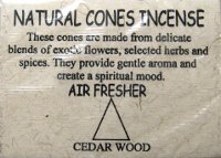 Natural Cones Incense "Cedar Wood" (Натуральное конусное благовоние "Кедр"), 25 конусов по 3 см