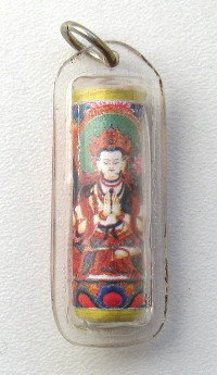 Тибетский защитный амулет с Авалокитешварой (цилиндрический), 1,6 x 4,3 см