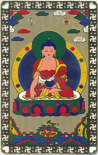 Изображение на металлической пластине "Будда Шакьямуни (бхумиспарша-мудра)", 5 x 8 см