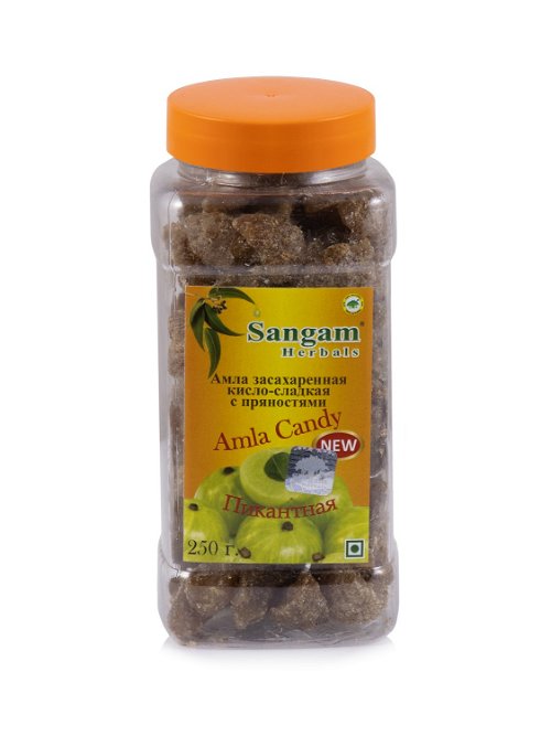 Амла засахаренная кисло-сладкая с пряностями Sangam Herbals (250 г)