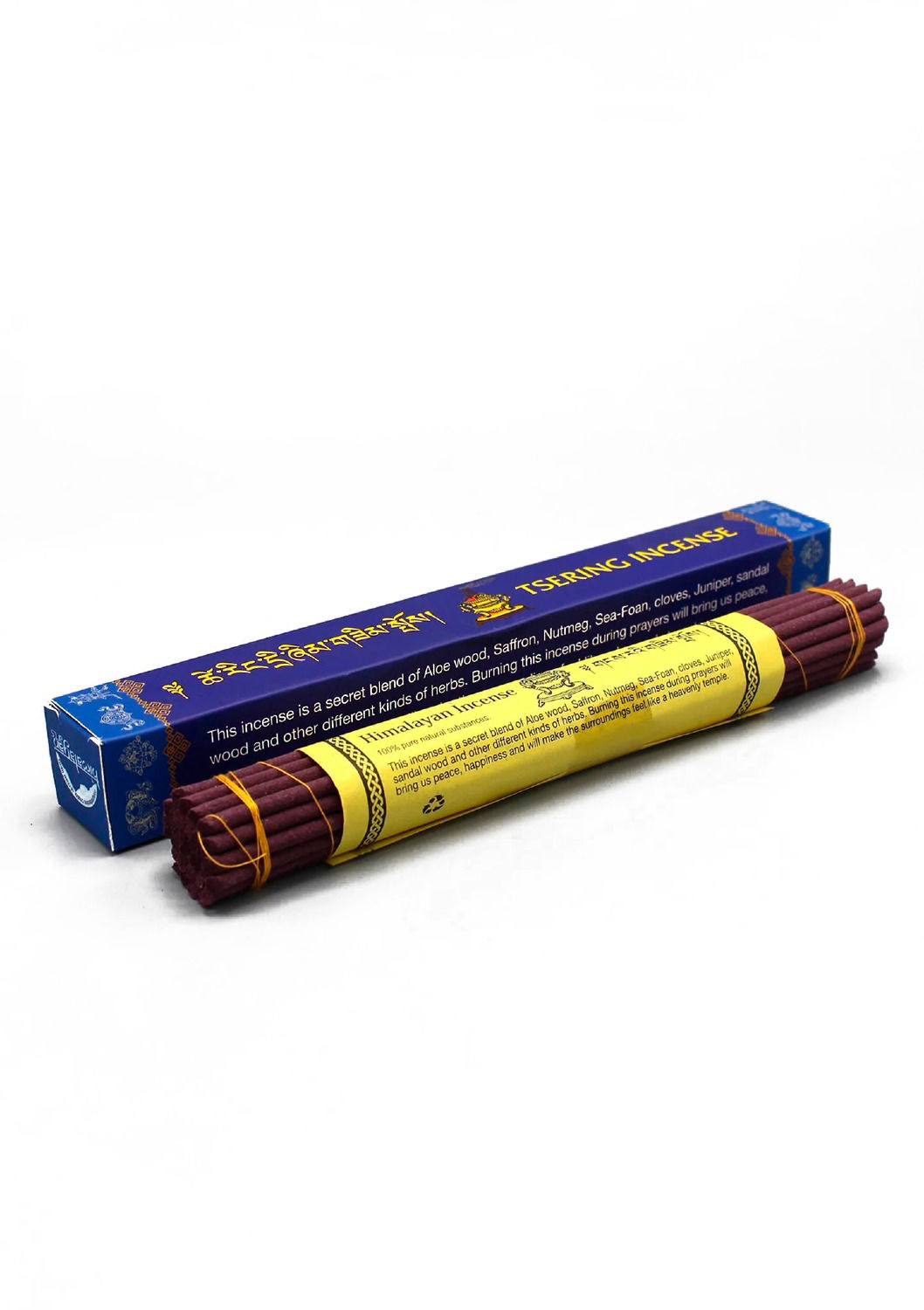Благовоние Tsering Incense (Церингма), синяя упаковка, 30 палочек по 21,5 см. 