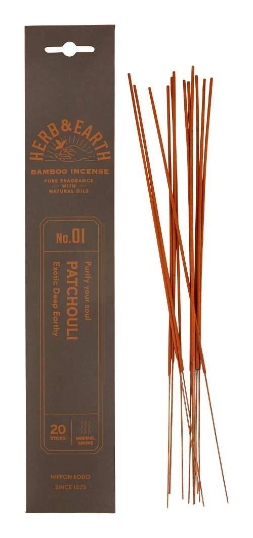 Благовоние на бамбуковой основе HERB & EARTH Пачули, 20 палочек по 18 см