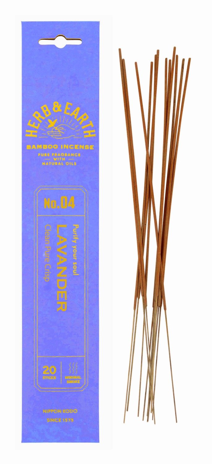 Благовоние на бамбуковой основе HERB & EARTH Лаванда, 20 палочек по 18 см. 