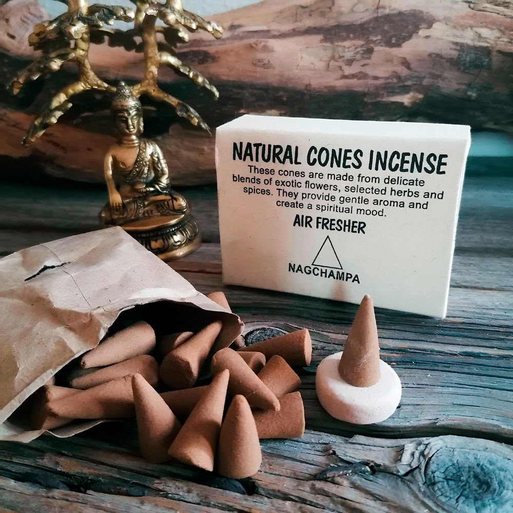 Natural Cones Incense "Nagchampa" (Натуральное конусное благовоние "Нагчампа"), 25 конусов по 3 см, 25, Нагчампа