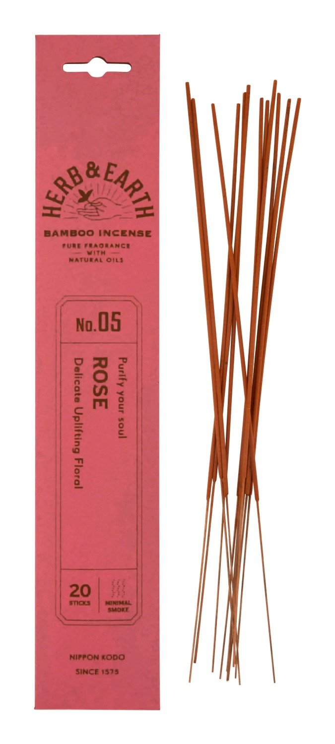 Купить Благовоние на бамбуковой основе HERB & EARTH Роза, 20 палочек по 18 см в интернет-магазине Ариаварта