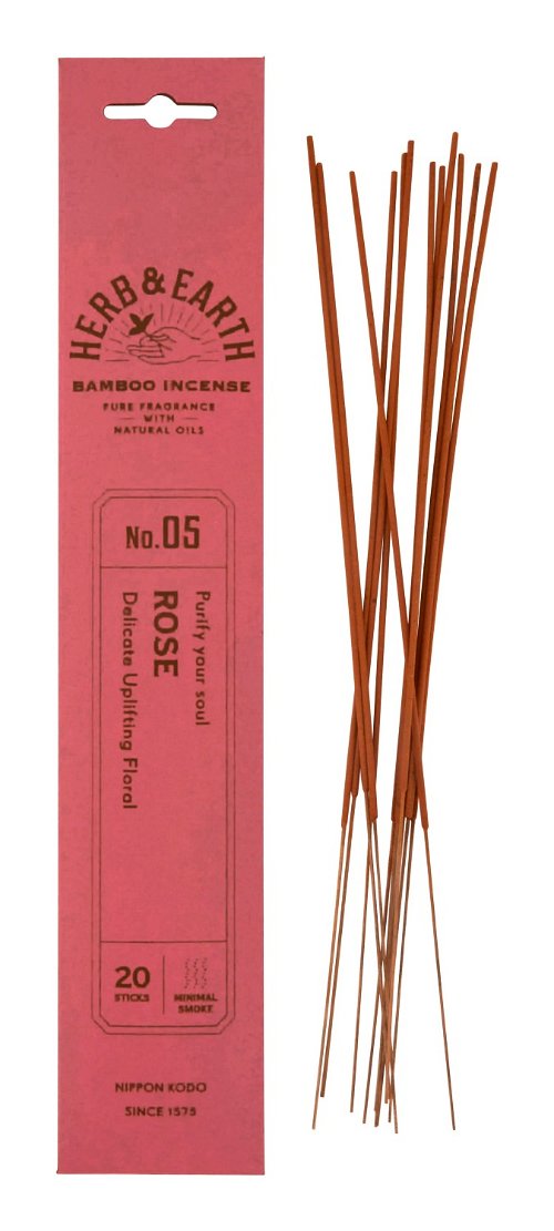 Благовоние на бамбуковой основе HERB & EARTH Роза, 20 палочек по 18 см