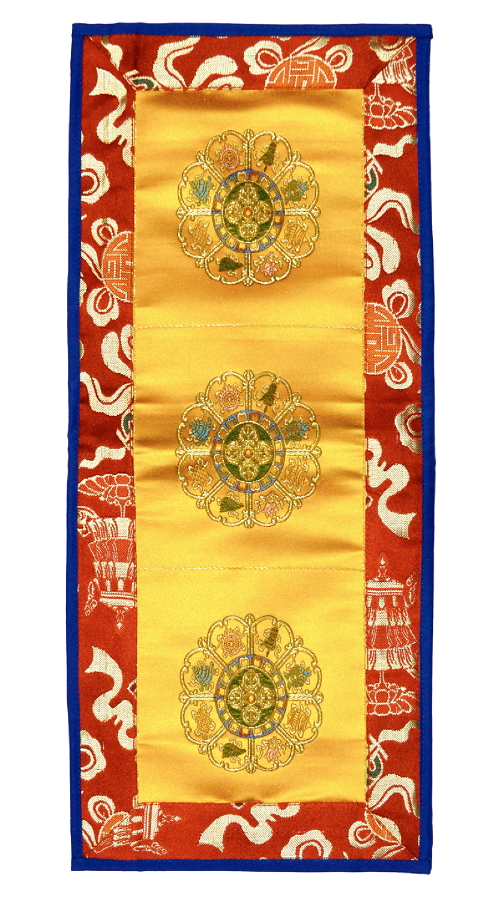 Коврик желто-красный, Ваджра и Восемь драгоценных символов, 52 х 23 см