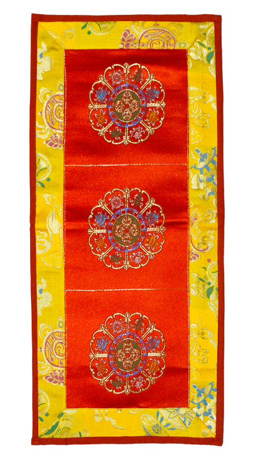 Коврик красно-желтый, Ваджра и Восемь драгоценных символов, 52 х 23 см