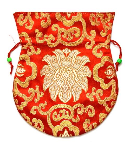 Мешочек для четок красный с орнаментом, 12 x 15,5 см