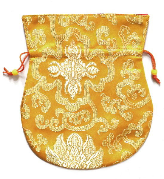 Мешочек для четок желтый с орнаментом, 12 x 15,5 см. 