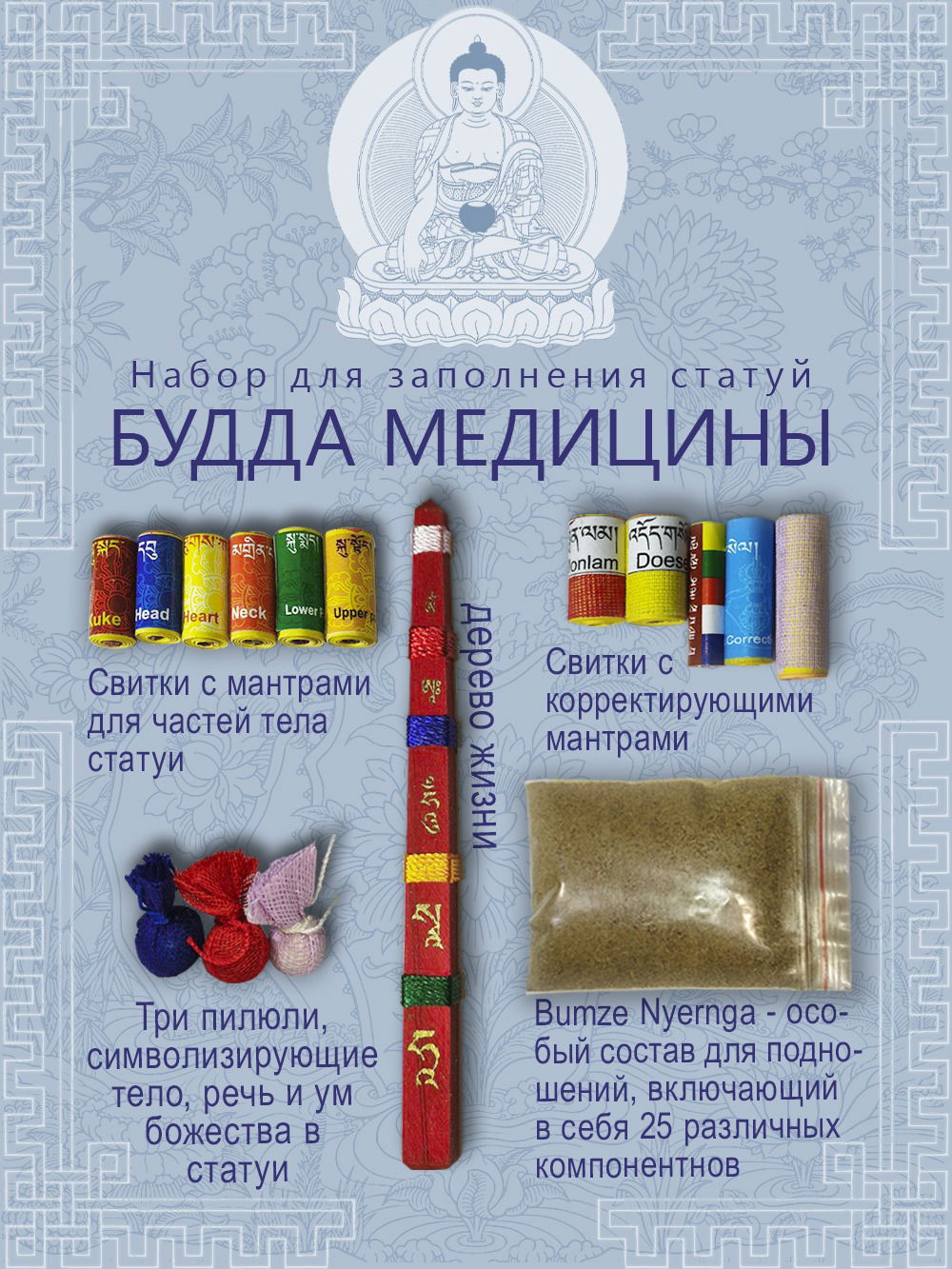 Набор для заполнения статуй Будда Медицины (древо жизни 9,5 см)