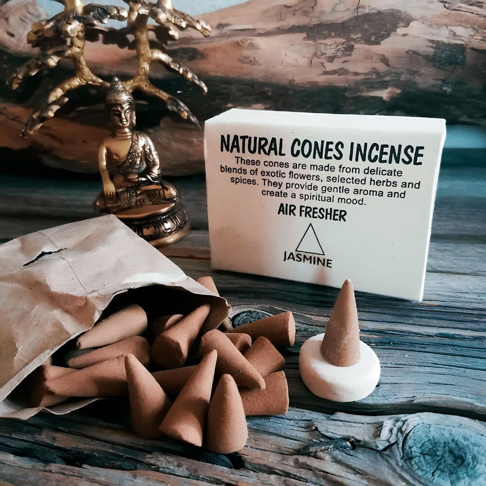 Natural Cones Incense "Jasmine" (Натуральное конусное благовоние "Жасмин"), 25 конусов по 3 см, Жасмин