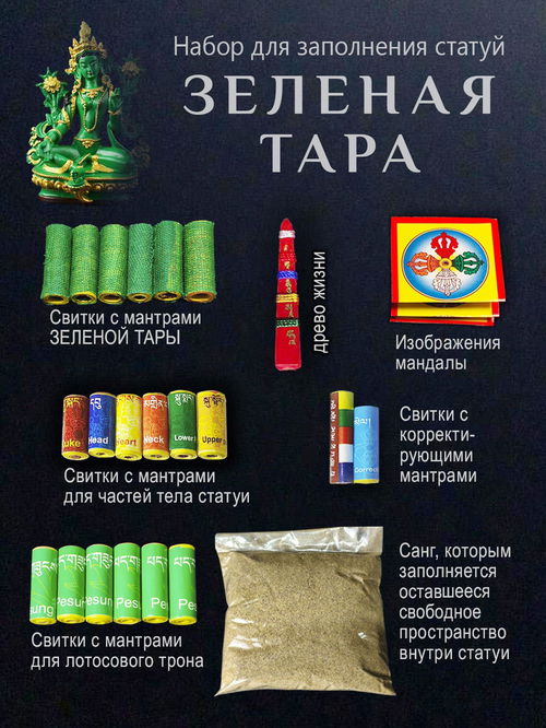 Набор для заполнения статуй Зеленая Тара (древо жизни 5 см)