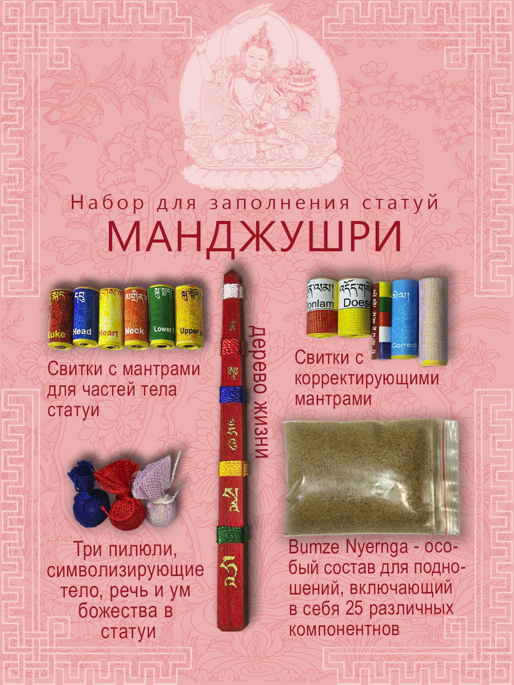 Набор для заполнения статуй Манджушри (древо жизни 9,5 см)