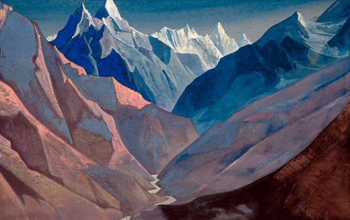 Гора «М». 1931. Н.К. Рерих, репродукция (25,2 х 39,8), печать на шелке