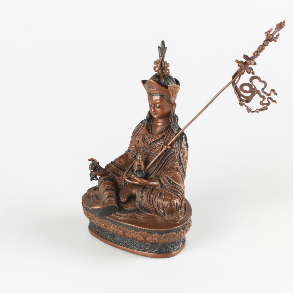 Padmasambhava (Guru Rinpoche) — finely carved 15 cm statue from Kham