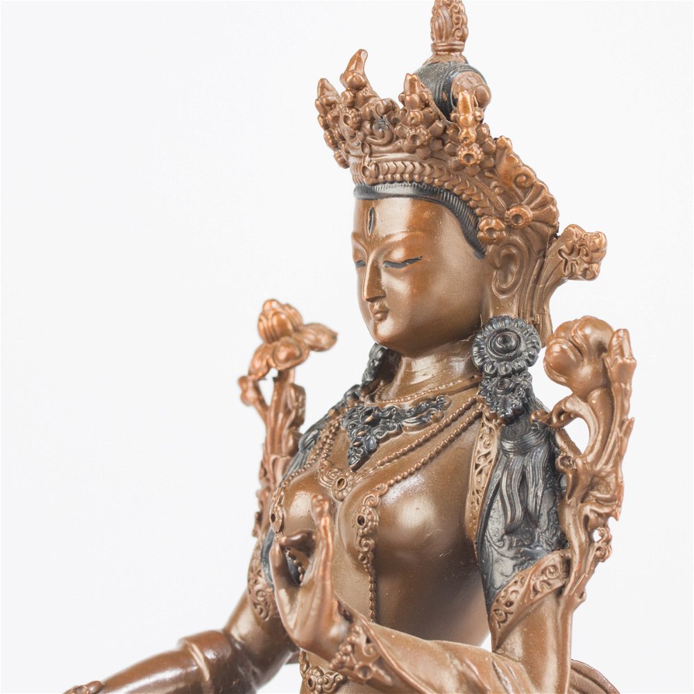 White Tara — finely carved 15.5 cm statue from Kham