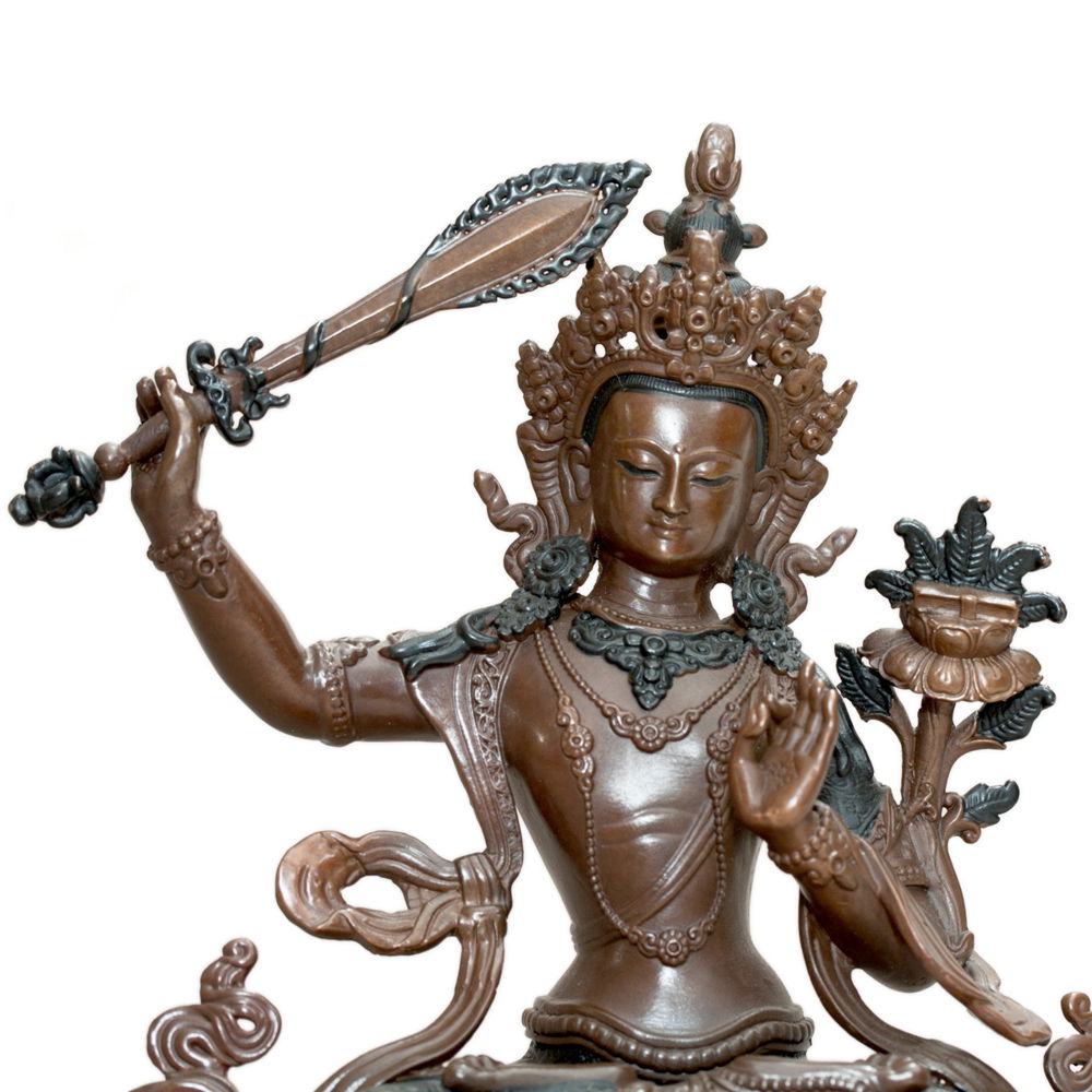 Manjushri aka Jampel — finely carved 14 cm statue from Kham