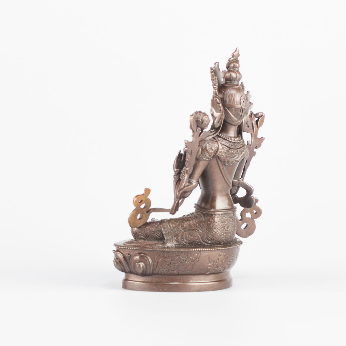 Bronze statue of Green Tara (“Drolma”), 11 cm, fine carving, Small, 