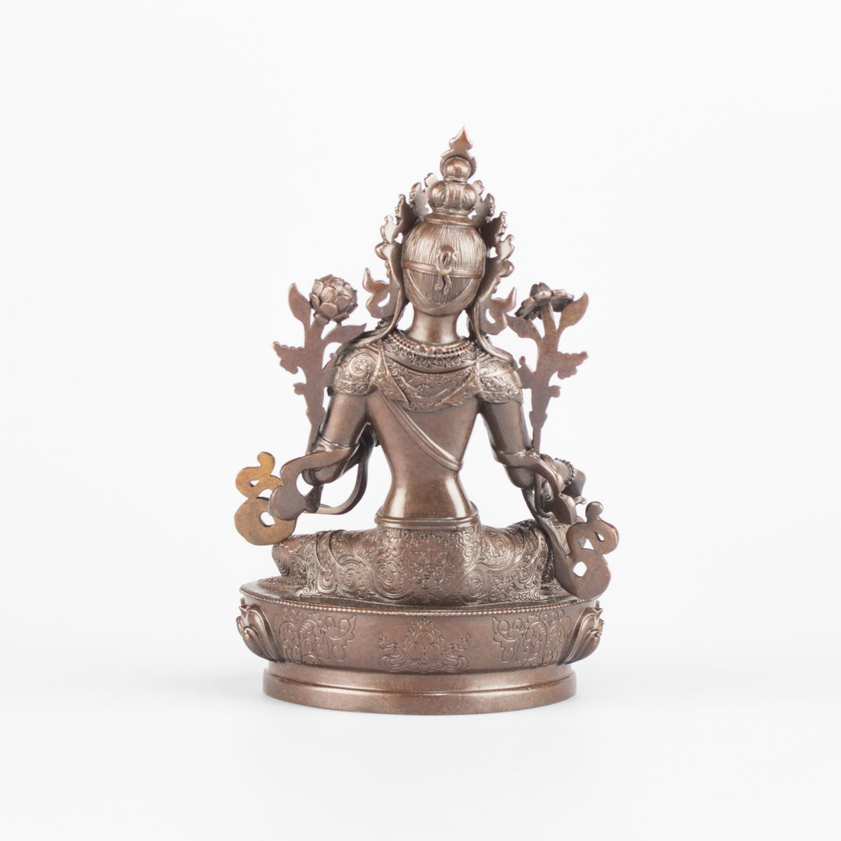 Bronze statue of Green Tara (“Drolma”), 11 cm, fine carving, Small, 