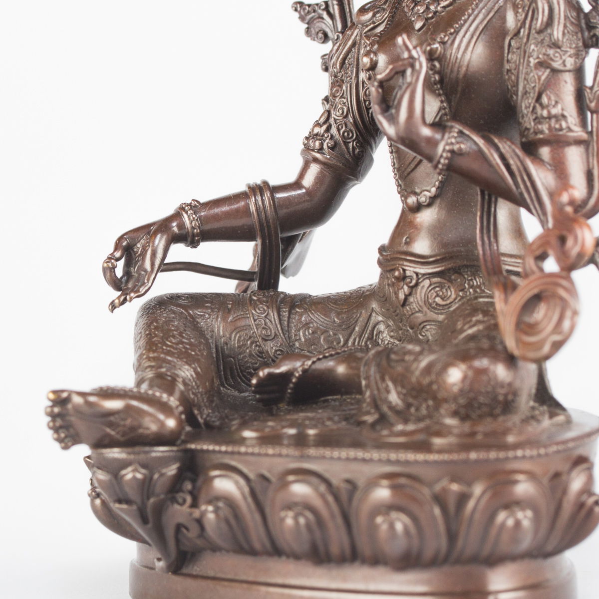 Bronze statue of Green Tara (“Drolma”), 11 cm, fine carving, Small, 