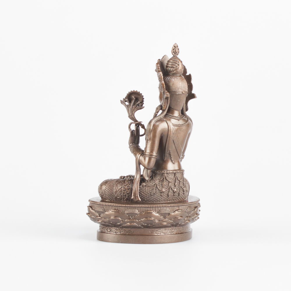 Bronze statue of White Tara, Bodhisattva of Longevity, 10.5 cm, fine carving, Small